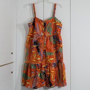 Beach Lunch Lounge Collection Dress Tropical Tiered Size L